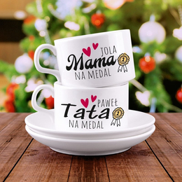 Dwie filiżanki- mama i tata na medal