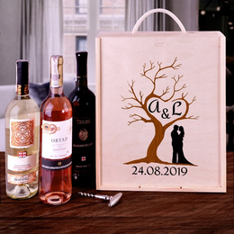 Pudełko na trzy wina  dla pary - drzewo