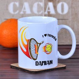 Kubek dla tenisisty z kolorowym nadrukiem "I love tennis"