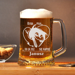 Kufel z grawerem- Ryba piła