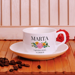 Filiżanka z nadrukiem- Najlepsza Mama na świecie - kwiatki