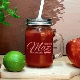 Kubek / Słoik z uszkiem i nakrętką do zimnych napojów -Dla Męża