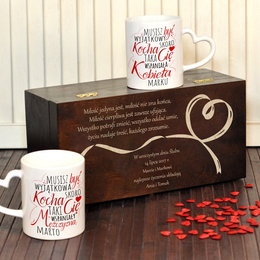 Dwa kubki w pudełku z grawerunkiem "Wyjątkowa i Wyjątkowy"