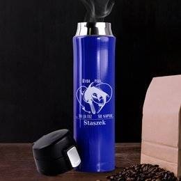 Kubek termiczny 450ml niebieski dla wędkarza