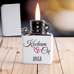 Biała zapalniczka benzynowa w pudełku - Kocham Cię