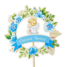 Pik na Chrzest, zestaw 5 sztuk-Aniołek i niebieskie kwiaty