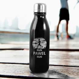 Butelka Sportowa- Bidon czarny z grawerem - dla biegacza