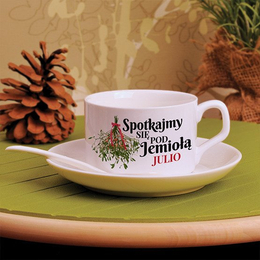Filiżanka z nadrukiem- Spotkajmy się pod jemiołą dla Niej