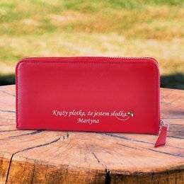 Duży portfel damski LOL czerwony - Krąży plotka, że jestem słodka