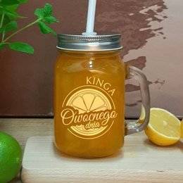 Kubek / Słoik z uszkiem i nakrętką - Owocnego dnia