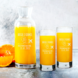 Zestaw karafka i 2 szklanki -Nasza podróż dalej trwa...