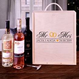 Pudełko na trzy wina dla pary