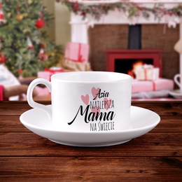 Filiżanka z nadrukiem- Najlepsza Mama na świecie - serca