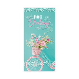 Kartka z okazji urodzin - Rower z koszem kwiatów
