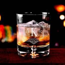Szklanka do whisky - imię + monogram + rocznik 250ml