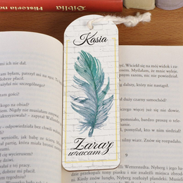 Zakładka do książki ze sznureczkiem-'Piórko' zaraz wracam