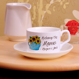Filiżanka z nadrukiem- Kochamy Cię Mamo - słoneczniki