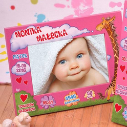 Ramka na zdjęcie- metryczka z żyrafą