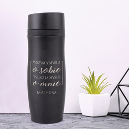 Kubek termiczny czarny - myślę o sobie