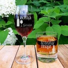 Kieliszek do wina i szklanka do whisky- prezent dla pary