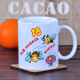 Kubek na 18-ste urodziny- pszczółki