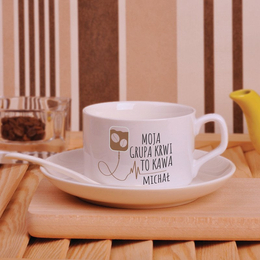 Filiżanka z nadrukiem- Moja grupa krwi to kawa