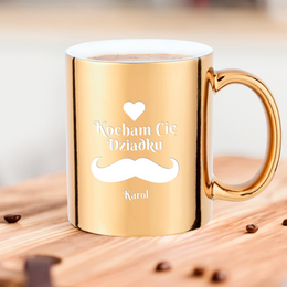 Złoty Kubek z grawerem "Kocham/Kochamy Cię Dziadku" z imionami wnuków