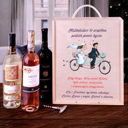 Pudełko na trzy wina dla pary - Dwoje na tandemie