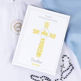 Biblia z nadrukiem- Krzyż z hostią IHS