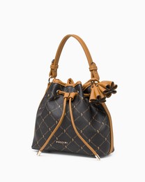 Torebka damska typu worek Puccini Monogram BLXP0054S-2 brązowa