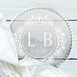 Talerz - Patera szklana z grawerem dla Pary- Ornament