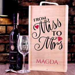 Zestaw pudełko z kieliszkiem i miejscem na wino - wieczór panieński