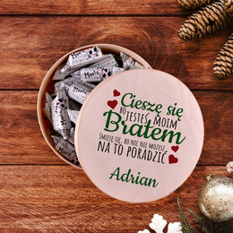 Drewniane pudełko z krówkami  dla brata