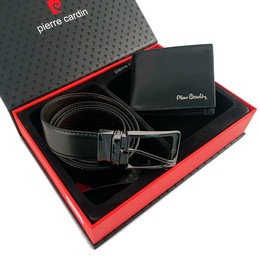 Zestaw prezentowy męski PIERRE CARDIN ZG-133-BR czarny - portfel + pasek