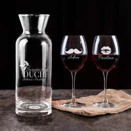 Zestaw karafka i 2 kieliszki do wina -Świąteczny Duch