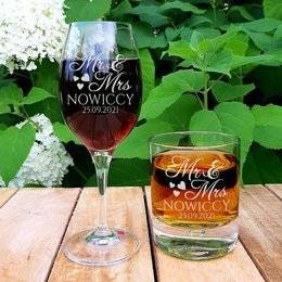 Kieliszek do wina i szklanka do whisky- prezent dla małżonków