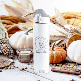 Kubek termiczny 420ml biały- Miś z TWOIM IMIENIEM