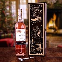 Pudełko na wino - Wesołych Świąt - kominek