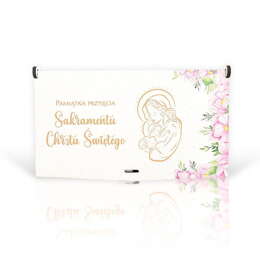 Pudełko drewniane na banknoty dla dziewczynki z okazji Sakramentu Chrztu Świętego