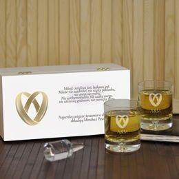Dwie szklanki w pudełku na ślub / rocznicę ślubu- "Obrączki"
