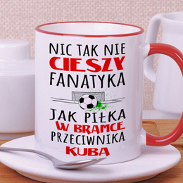 Kubek dla kibica piłki nożnej - piłka w bramce