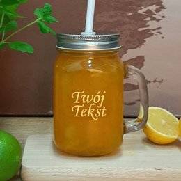 Kubek / Słoik z uszkiem i nakrętką z Twoim tekstem