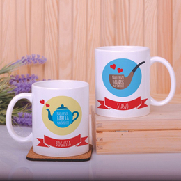 Dwa kubki z nadrukiem- Najlepsi Babcia i Dziadek na świecie