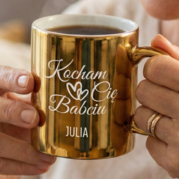 Złoty Kubek z grawerem "Kocham/Kochamy Cię Babciu" z imionami wnuków
