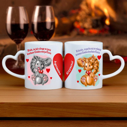 Dwa kubki- zakochane kociaki