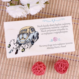 Drewniane pudełko na banknoty Garbus