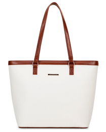 Torebka damska shopperka z eko skóry WITTCHEN 100-4Y-006-0 biało-brązowa