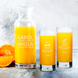 Zestaw karafka i 2 szklanki -Mąż Żona ślub, rocznica