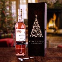 Pudełko na wino - Wesołych Świąt - choinka