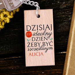 Brelok drewniany z imieniem - Szczęście
